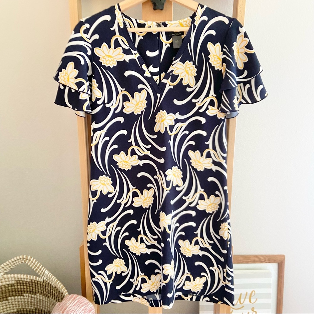 Ann Taylor Navy Floral Shift Dress